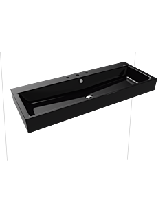 Kaldewei Puro lavabo mural 906806033701 3167, 120x46cm, effet perlé noir, avec trop-plein, 3 trous taraudés